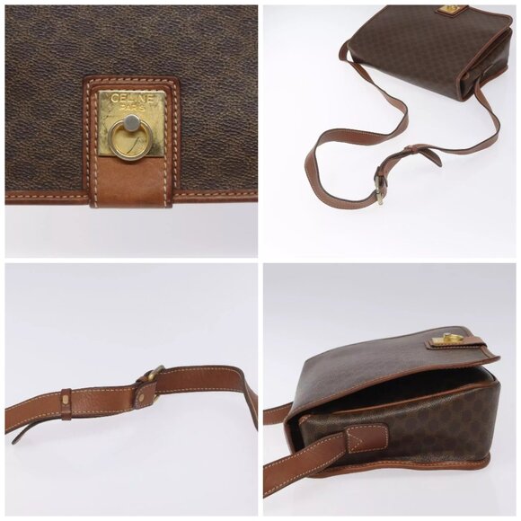 CELINE Macadam Canvas Shoulder Bag PVC Leather Brown Gold Auth KD057 - Picture 16 of 16